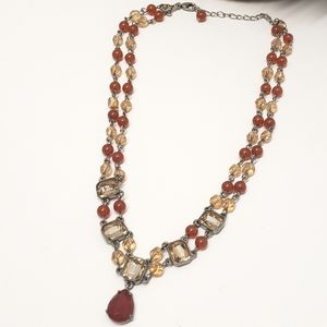 Gorgeous Vintage Nancy & Rise Avon Redish Orange Crystal Necklace